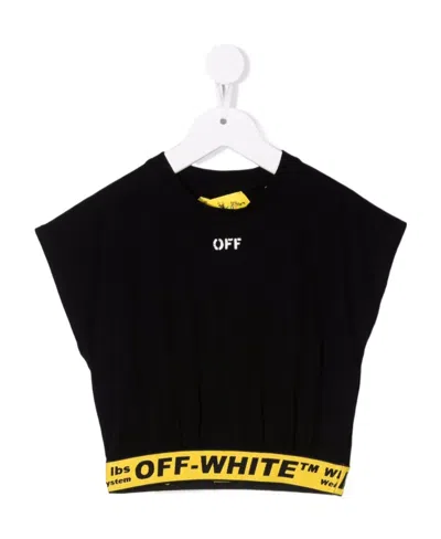 Off-white Logo-waistband Top In Black