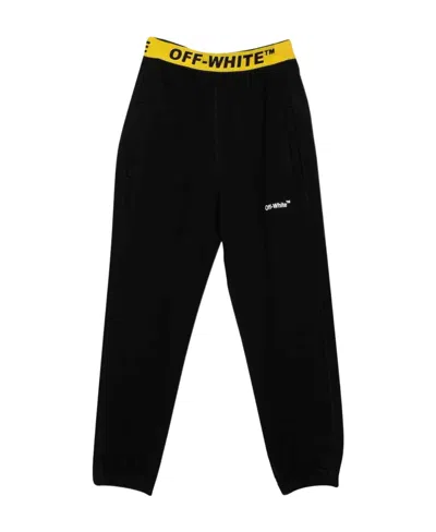 Off-white Logo Waistband Track Pants In Black