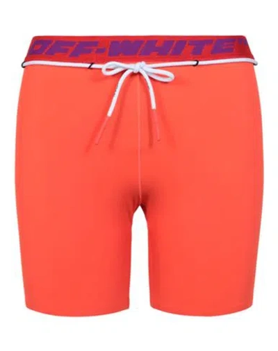 Off-white Logo Waistband Track Shorts Woman Shorts & Bermuda Shorts Orange Size Xs Polyamide, Elasta