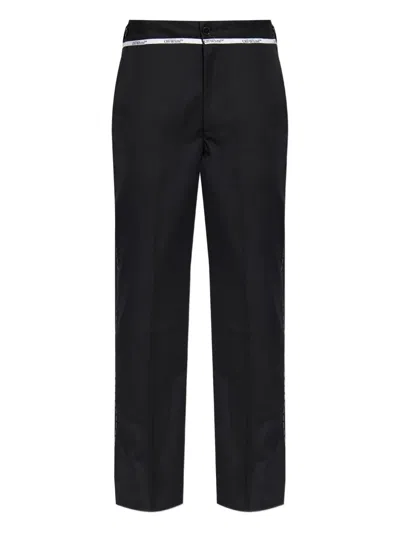 Off-white Logo-waistband Trousers In Black