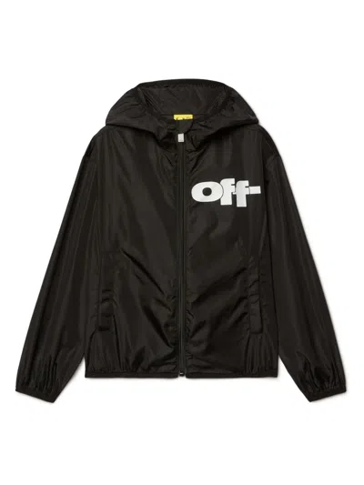 Off-white Kids' Logo Windbreaker In Black