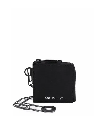 Off-white Logo Zip Chain Wallet In Black