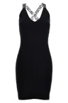 Off-white V-neck Midi Dresses In Black