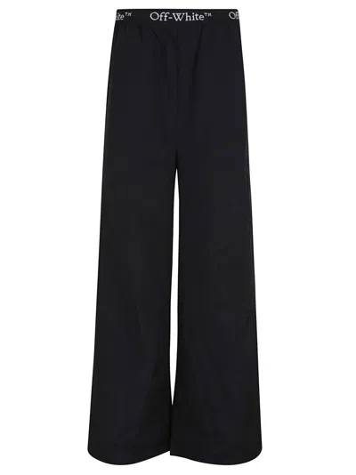 Off-white Logo Band Wide Leg Trousers In Black