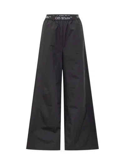 Off-white Logoband Nylon Pants In Black