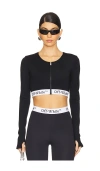 Off-white Zipped Crop Top With Logo Band In Black