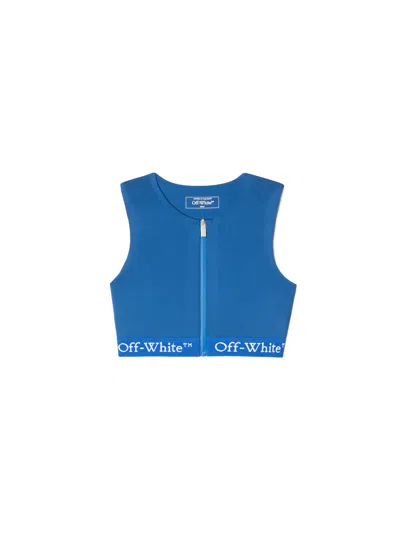 Off-white Logoband Zipped Rowing Top In Blue