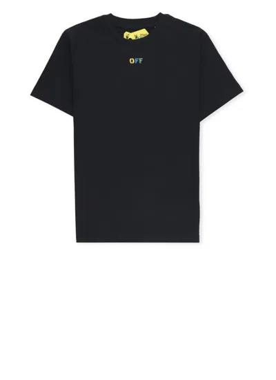 Off-white Kids' Logoed T-shirt In Black