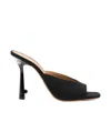 Off-white Pointed Linen Blend Lollipop Mules Heel 11 Cm In Black
