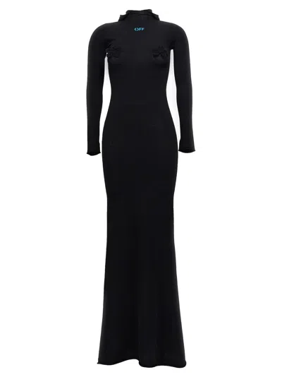 Off-white Long Hooded Dress Skirts Black