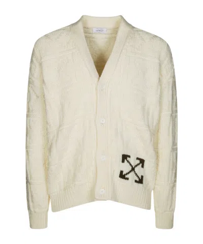Off-white Long Sleeve Cardigan In White