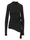 Off-white Long Sleeve Draped Top Tops Black