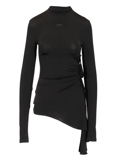 Off-white Long Sleeve Draped Top Tops Black