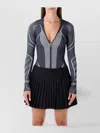 Off-white Diag Seamless Black Long-sleeve Zip Bodysuit In Gray