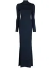 Off-white Slick Turtleneck Long Sleeve Sweater Dress In Blue