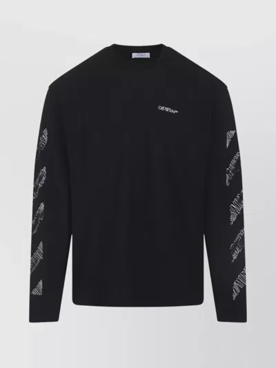 Off-white Long Sleeve Graphic Print Skate T-shirt In Black