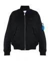 Off-white Ribbed Bomber Jacket Featuring Side Pockets In Black