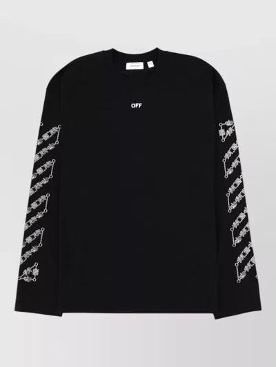 Off-white Long Sleeve Logo Crew Neck T-shirt In Black