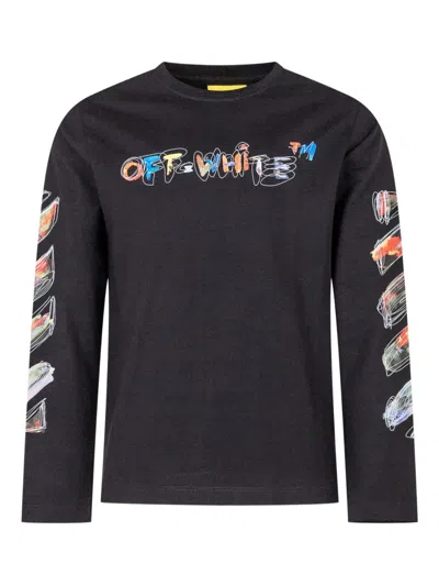 Off-white Kids' Long-sleeve T-shirt In Black