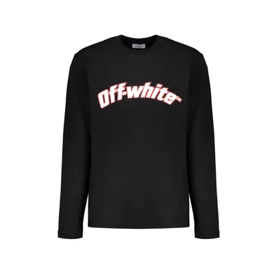 Off-white Long Sleeve T-shirt With Stylized Graphics In Black
