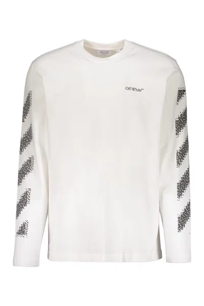Off-white Long Sleeve T-shirt With Decorations In White