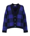Off-white Jacquard Check Knit Cardigan In Blue