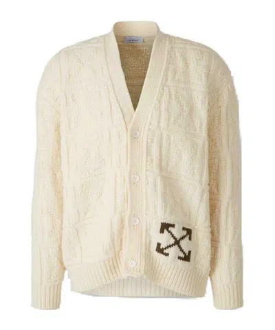 Off-white Long-sleeved Cardigan In Neutral