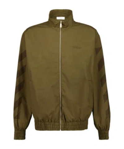 Off-white Long-sleeved Casual Jacket In Green
