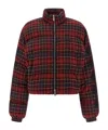 Off-white 'check Flan Arrow Spray' Down Jacket In Burgundy