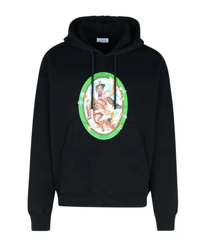 Off-white Long-sleeved Cotton Sweater In Black - White
