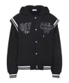 Off-white Off White Gothic Fleece Varsity Jacket In Black