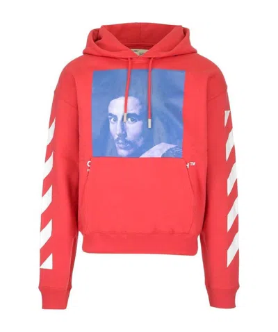 Off-white Long-sleeved Hoodie In Red