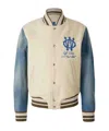Off-white Ivory Bomber Jacket With Denim Sleeves In Neutral
