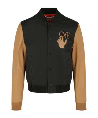 Off-white Man Jacket Dark Brown Size L Soft Leather In Black