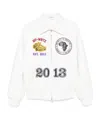 Off-white Rhino Leather Raglan Varsity Jacket In White