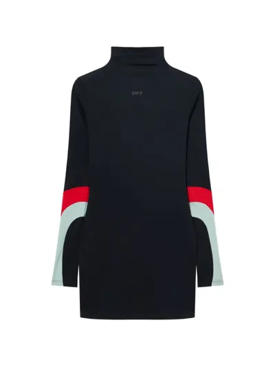 Off-white Long-sleeved Mini Dress In Blue