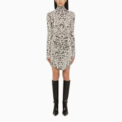 OFF-WHITE OFF-WHITE LONG-SLEEVED MINI DRESS WITH TATTOO PRINT WOMEN