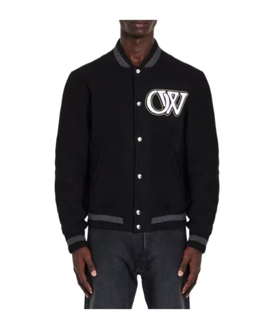Off-white Off White "varsity" Bomber Jacket In Black