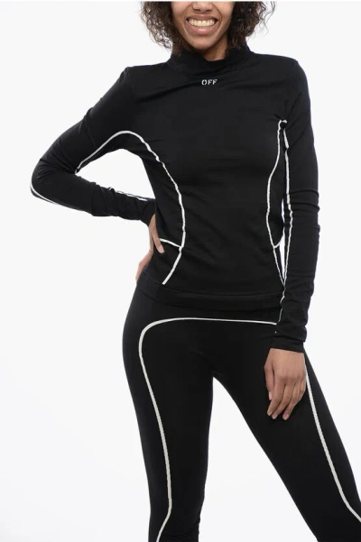 Off-white Long Sleeved Seamless Active Top In Black