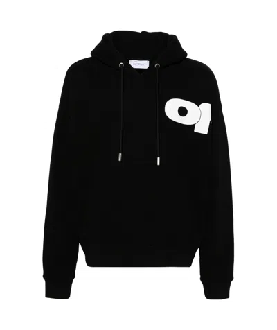 Off-white Relaxed Fit Black Hoodie With Bold Graphic Accents
