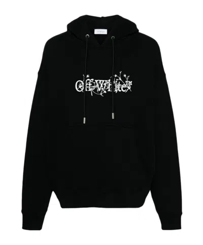 Off-white Bookish Flowers Hoodie In Black