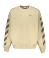 Off-white Beige Sweatshirt With Diagonal Stripes In Gold