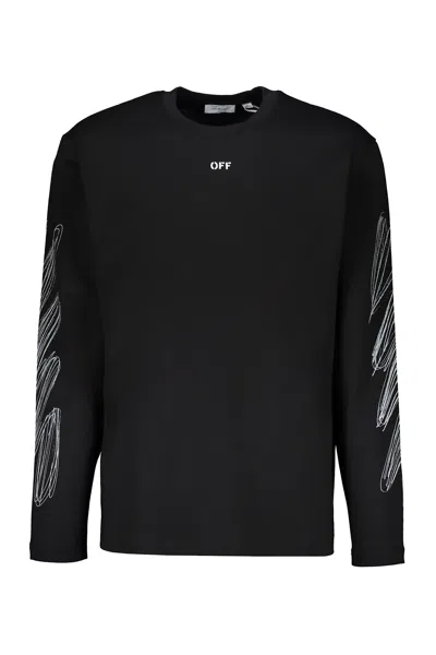 Off-white Long-sleeve Pattern T-shirt In Black