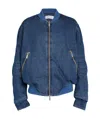 Off-white Blue Paneled Denim Bomber Jacket In Blue