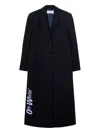 Off-white Long Tailored Wool Coat In Black