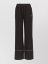 Off-white Lounge Trousers With Elastic Waistband And Side Pockets In Brown