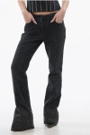 Off-white Low Rise Bling Flared Fit Denims With All-over Rhinestones 2