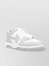 Off-white Low Top Sneakers With Perforated Toe And Rubber Sole In Gray