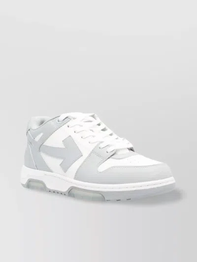 Off-white Low Top Sneakers With Perforated Toe And Rubber Sole In Gray