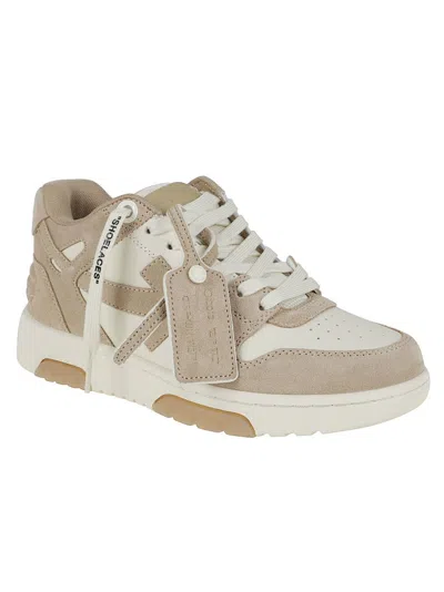 Off-white Low-top Sneakers With Suede And Calfskin Accents In Neutral